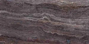Chocolate Travertine marble slab with natural texture and warm brown tones