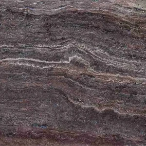 Chocolate Travertine marble slab with natural texture and warm brown tones