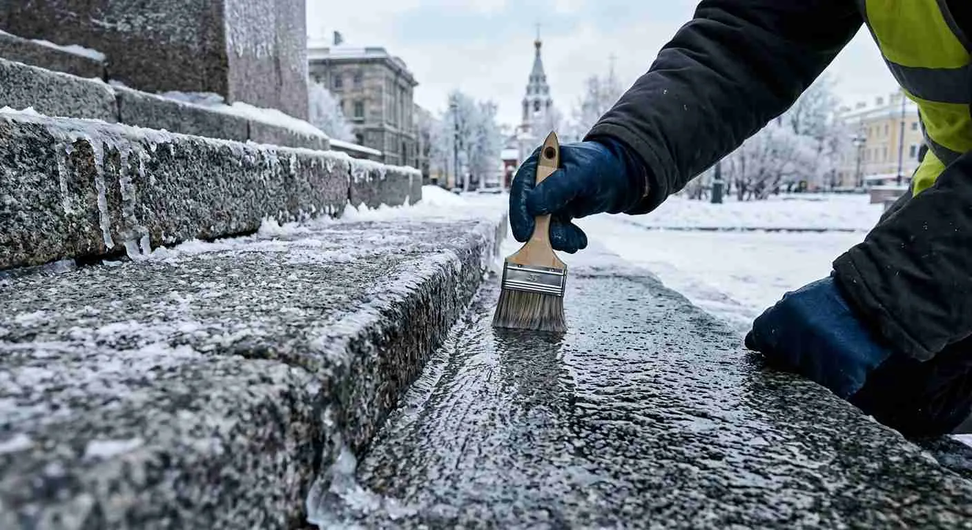 Нанесение защитной пропитки на гранит в холодном климате